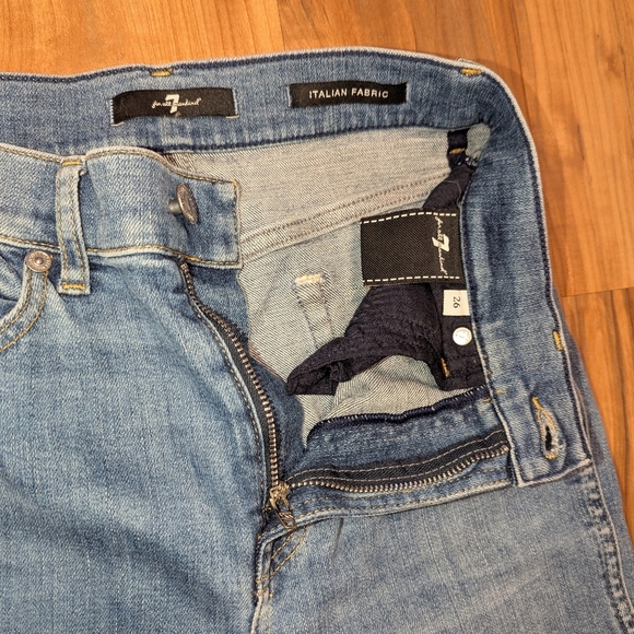 7 For All Mankind Women's 26 High Waist Slim Kick Medium Wash Raw Hem Denim Jean - Picture 3 of 7